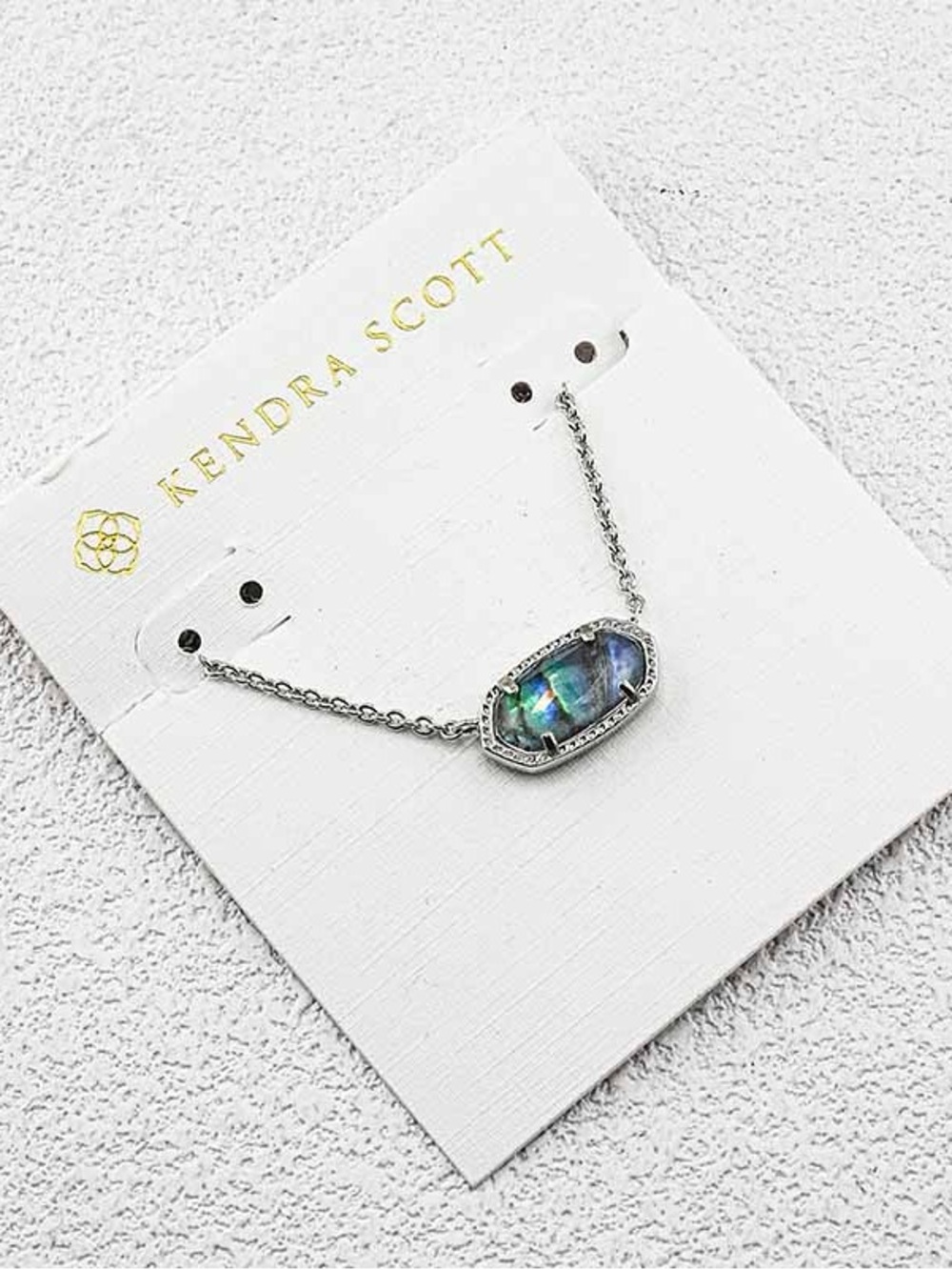 Kendra Scott Silver Iridescent Blue-Green Abalone Necklace